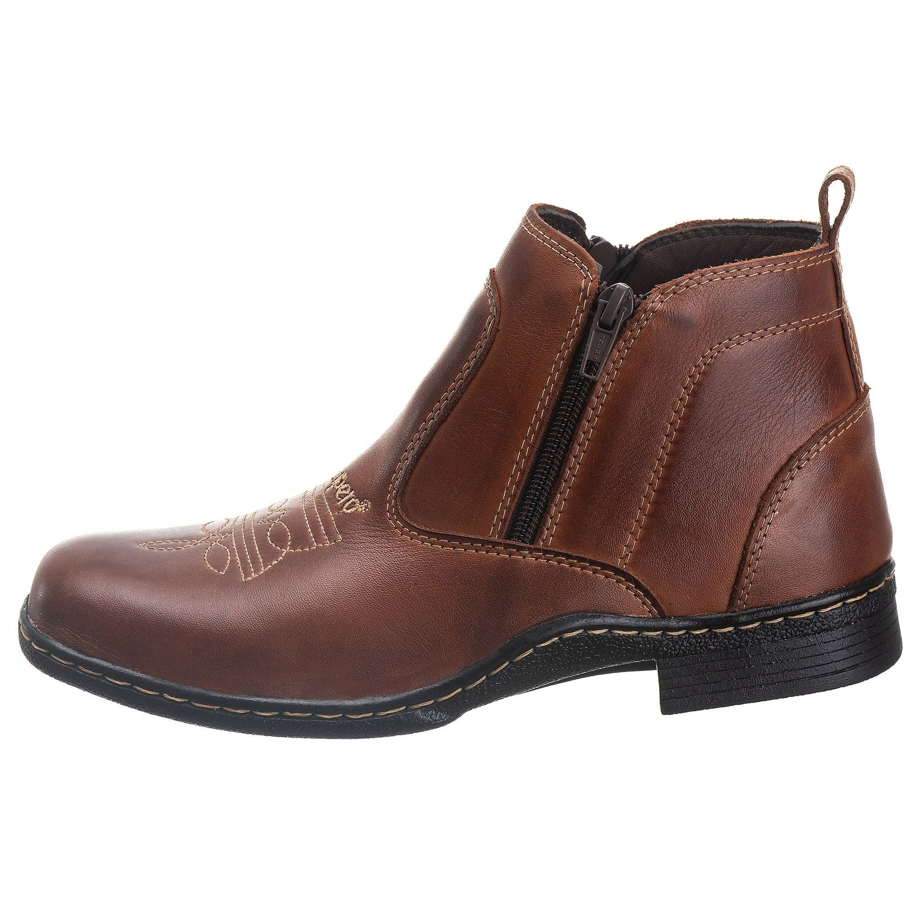 Botina Masculina Cano Baixo Couro Legítimo Pinhão Campo Trabalho Conforto Duradouro