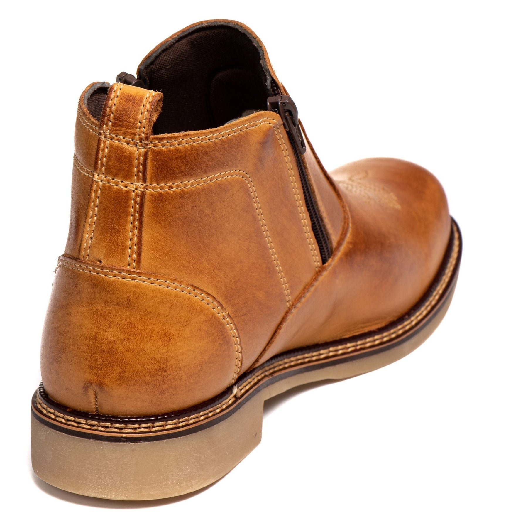 Botina Masculina Rodeio Couro Whisky Zíper - Estilo, Conforto Campero