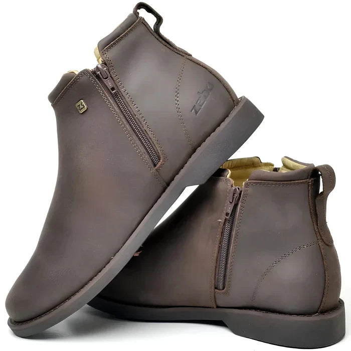 Bota Zavu Casual Masculina Couro Legítimo Ortopédica com Brindes
