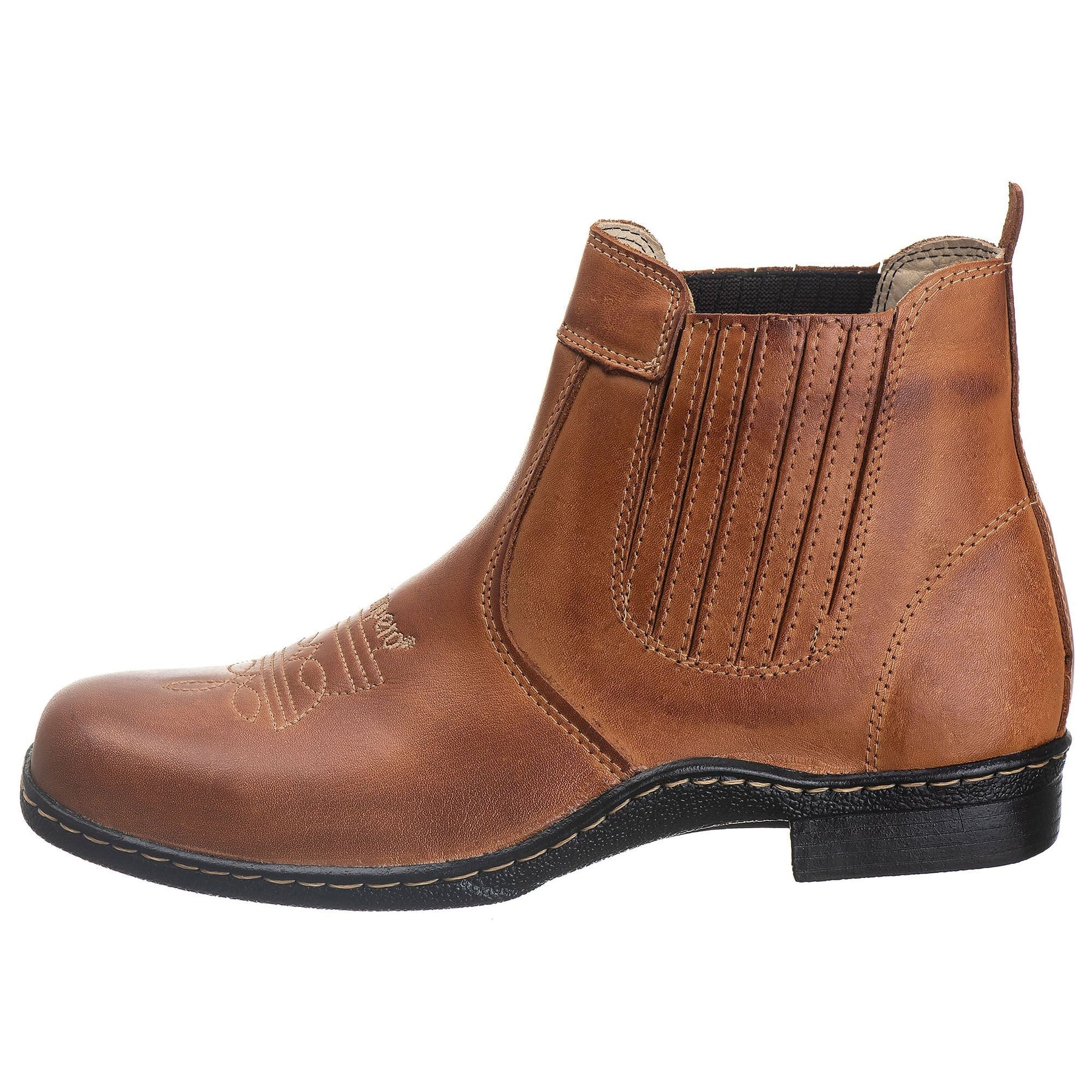 Botina Masculina Campero Couro Legítimo Whisky Elástico Conforto Campo Trabalho
