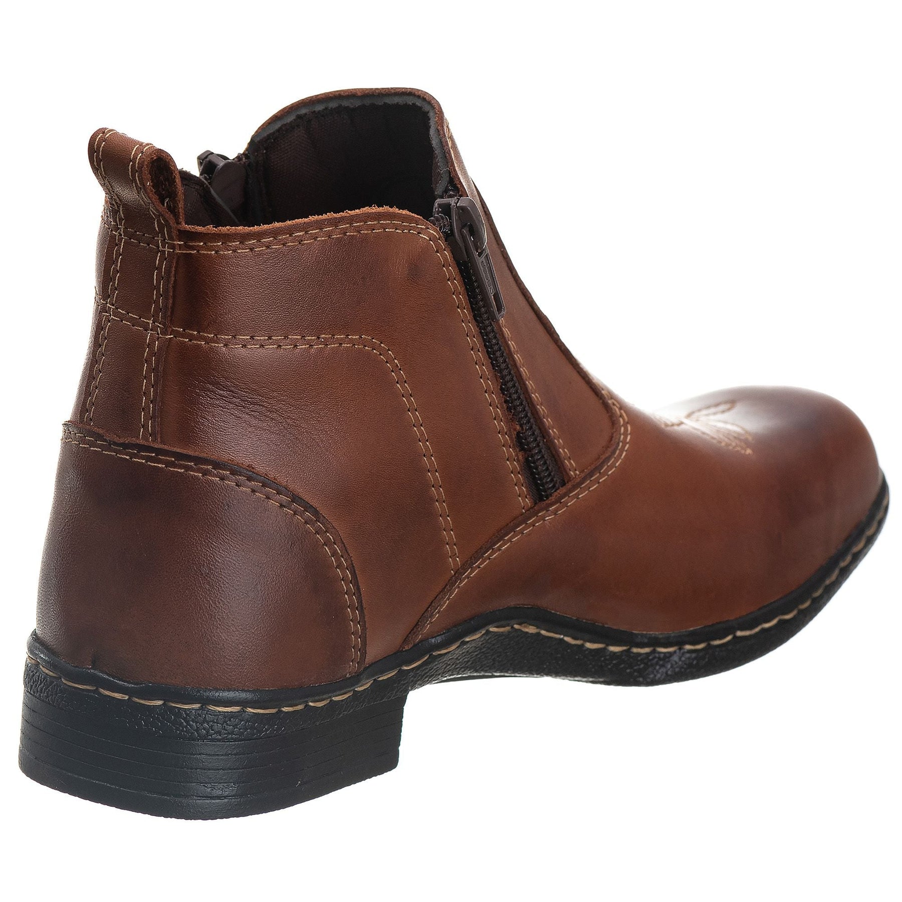 Botina Masculina Cano Baixo Couro Legítimo Pinhão Campo Trabalho Conforto Duradouro