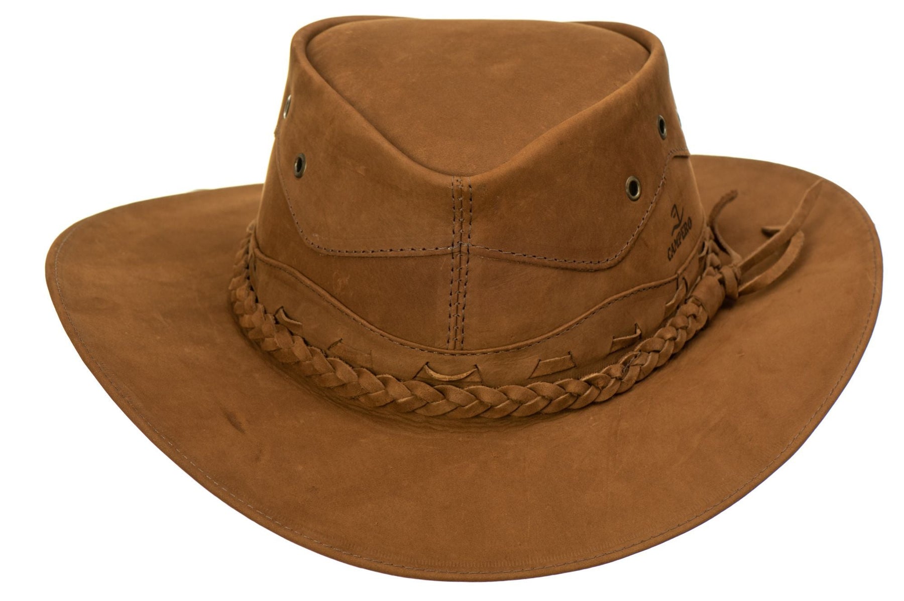 Chapéu Cowboy Country Couro Marrom Nobuk Trançado – Estilo Autêntico Ref-3000