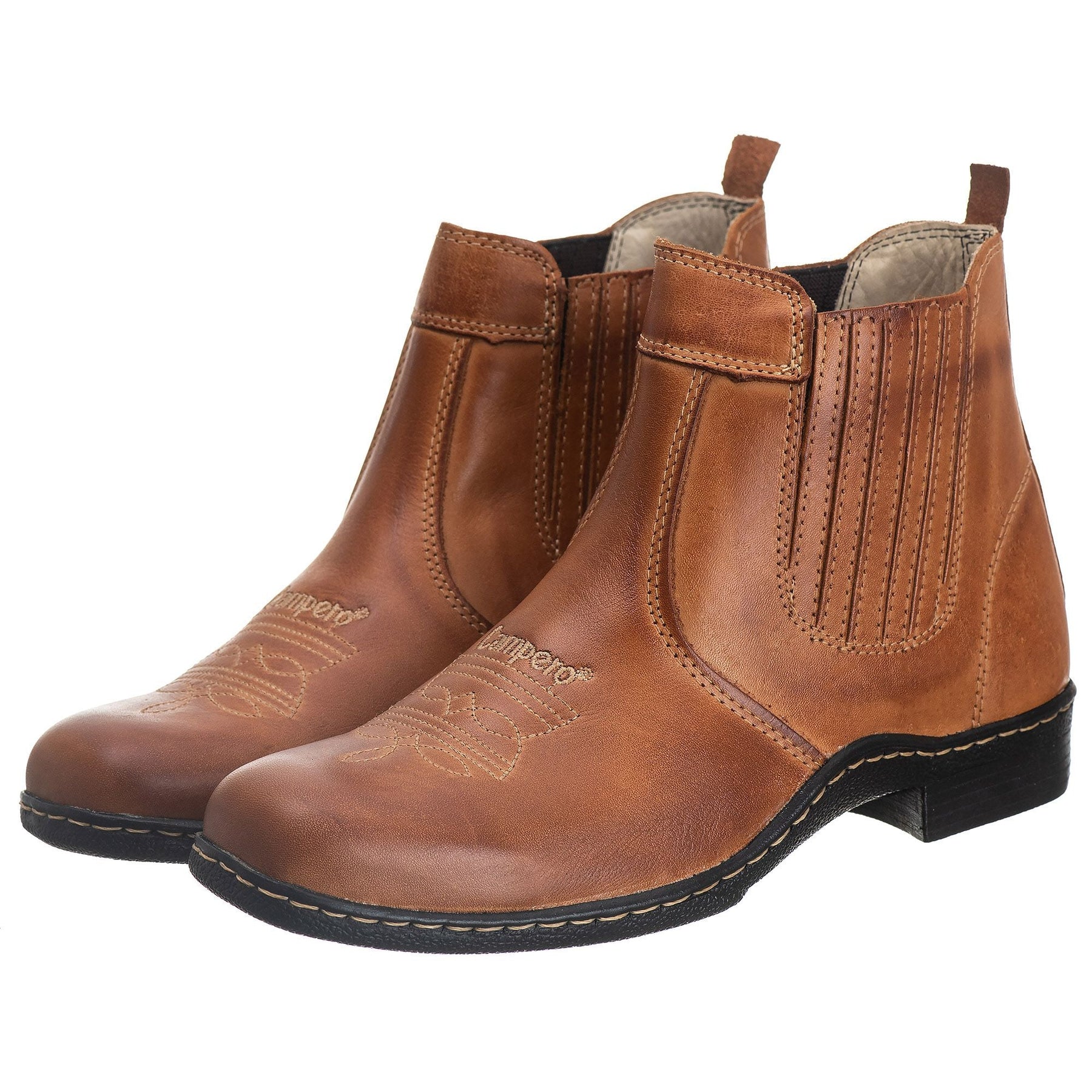 Botina Masculina Campero Couro Legítimo Whisky Elástico Conforto Campo Trabalho