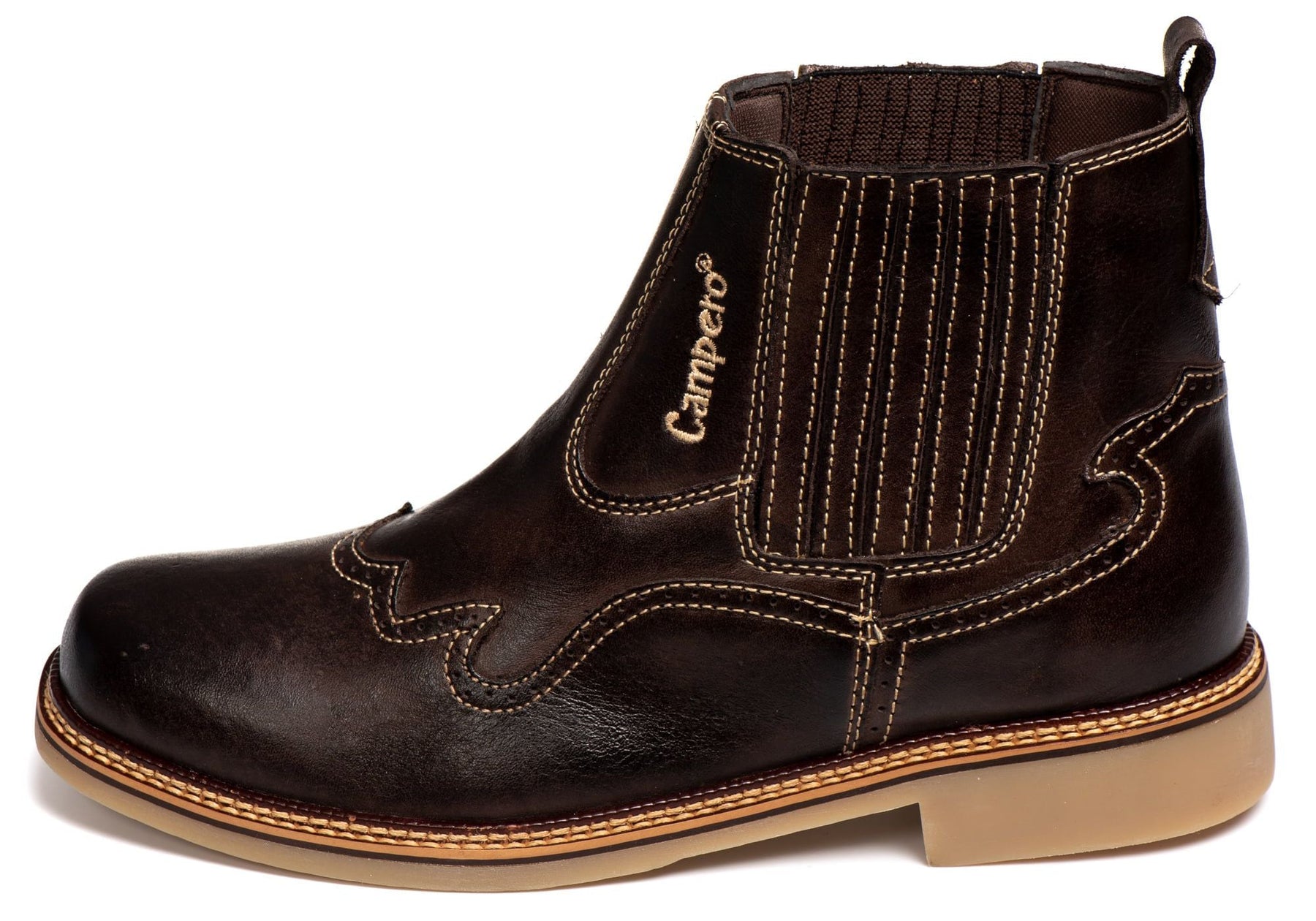 Botina Masculina Rodeio Couro Látego Café Conforto Durabilidade Estilo Country