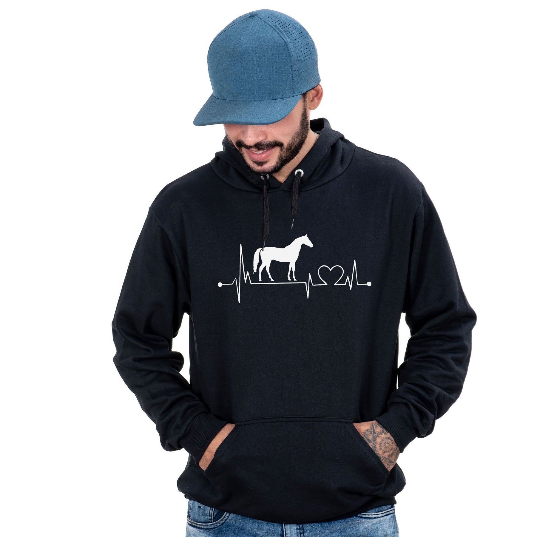 Kit Moletom Casal Cavalo: Preto Masculino + Rosa Feminino, Canguru, Confortável