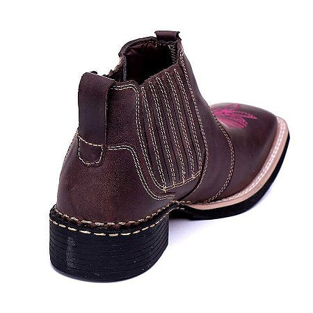 Kit Bota Feminina Country Bordado Rosa Ref-760 + Cinto Muladeiro Fivela Exclusiva