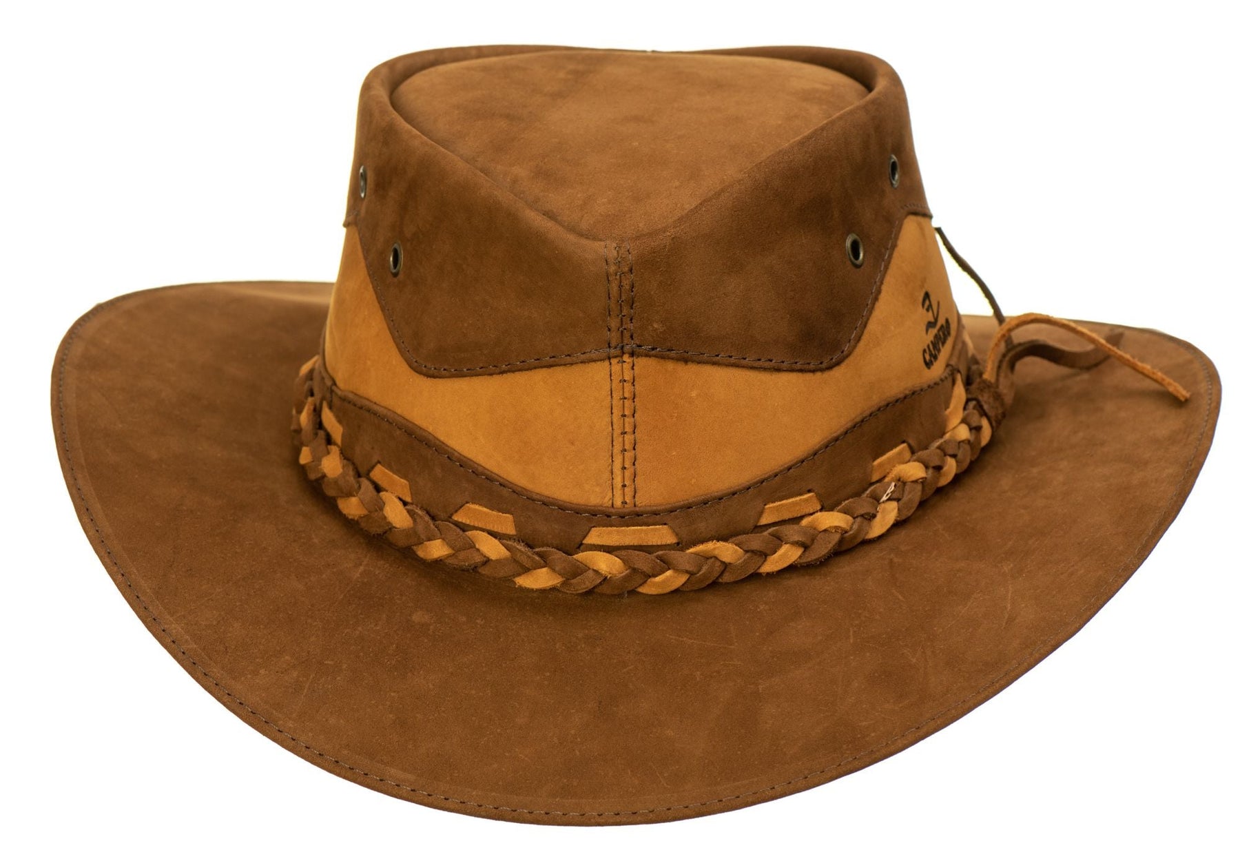 Chapéu Cowboy Country de Couro com Trança Nobuk Terra/Castor