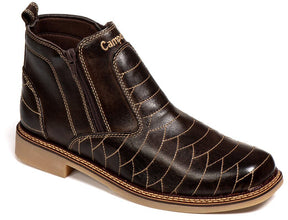 Botina Masculina Rodeio Campero Couro Latego Café Conforto Durabilidade Estilo Country