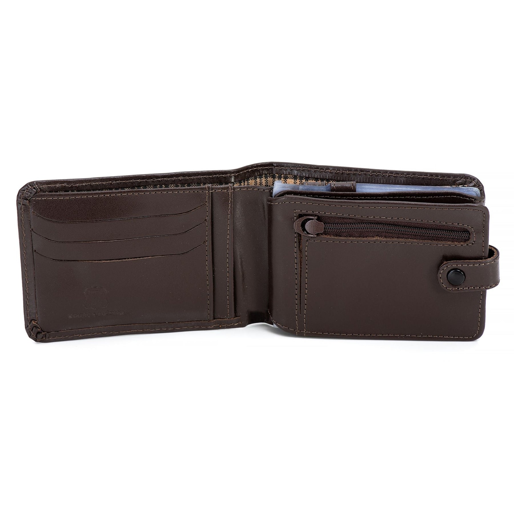 Carteira Masculina Couro Marrom Campero: Compacta, Elegante, Porta Notas, Cartões e Documentos