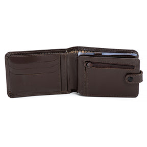 Carteira Masculina Couro Marrom Campero: Compacta, Elegante, Porta Notas, Cartões e Documentos