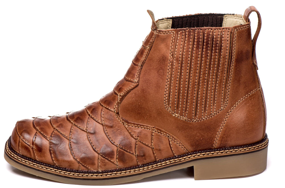Botina Masculina Rodeio Couro Latego Escamada Pinhão, Conforto e Estilo Duradouro