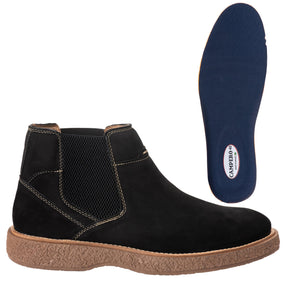 Bota Chelsea Masculina Café Couro Nobuk, Conforto Durável, Bico Redondo Social, Estilo Moderno
