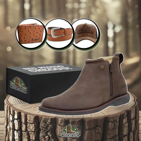 Bota Zavu Casual Masculina Couro Legítimo Ortopédica com Brindes
