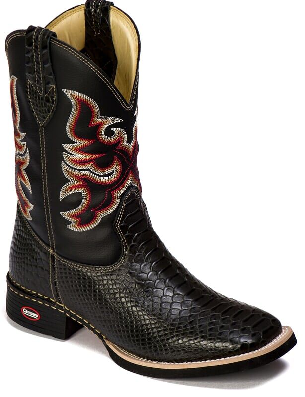 Kit Bota Texana Masculina Couro Cobra Preto + Chapéu Americano: Estilo Country Autêntico