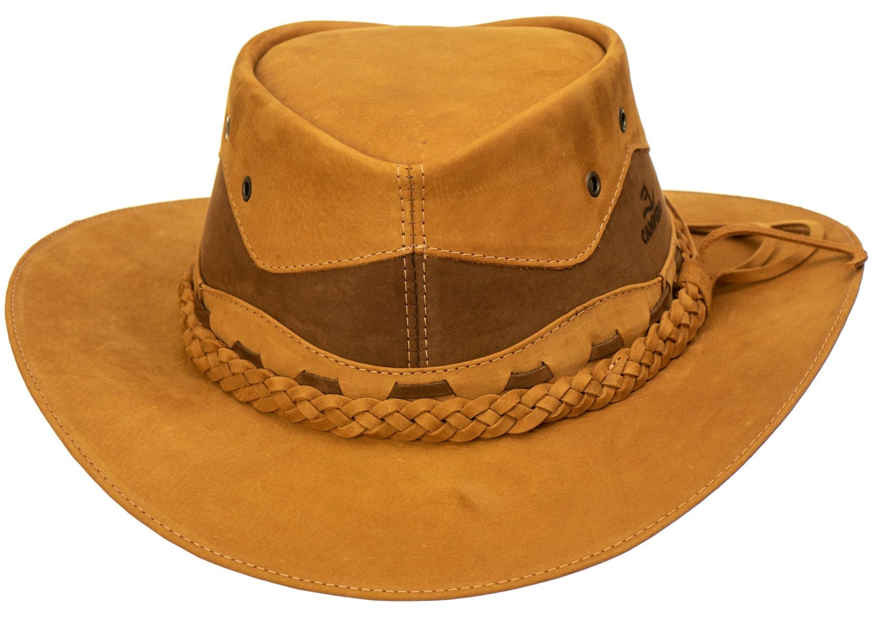 Chapéu Country Premium em Couro Nobuck, Detalhes Trançados, Estilo Autêntico Castor