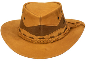 Chapéu Country Premium em Couro Nobuck, Detalhes Trançados, Estilo Autêntico Castor