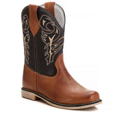 Bota Texana Masculina Lisa Marrom Rodeio Cowboy Couro Legítimo Conforto Durável