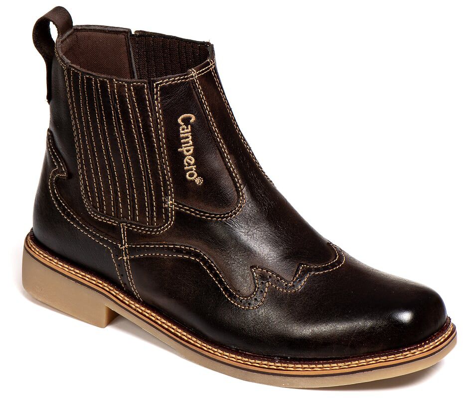 Botina Masculina Rodeio Couro Látego Café Conforto Durabilidade Estilo Country