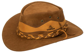 Chapéu Cowboy Country de Couro com Trança Nobuk Terra/Castor