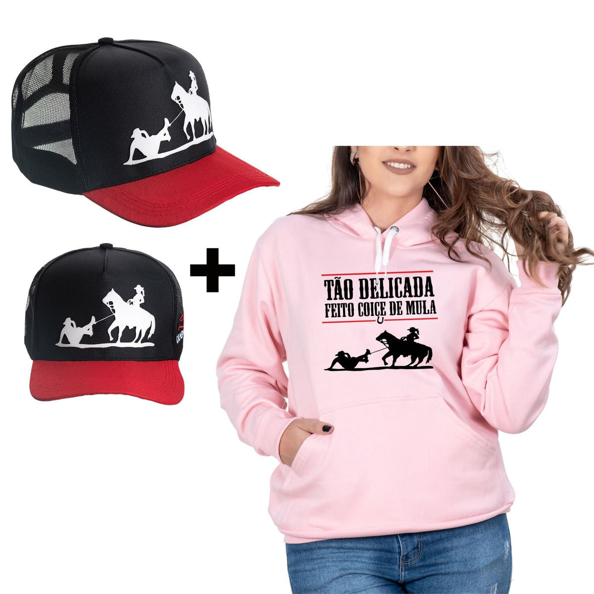 Kit Moletom Country Feminino Algodão + Boné Delicada Coice de Mula