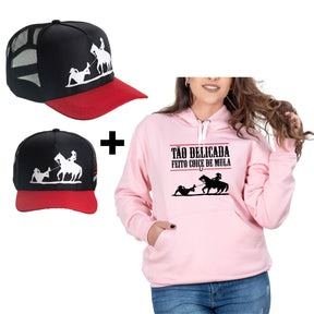 Kit Moletom Country Feminino Algodão + Boné Delicada Coice de Mula