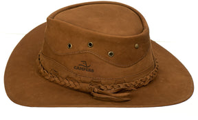 Chapéu Cowboy Country Couro Marrom Nobuk Trançado – Estilo Autêntico Ref-3000