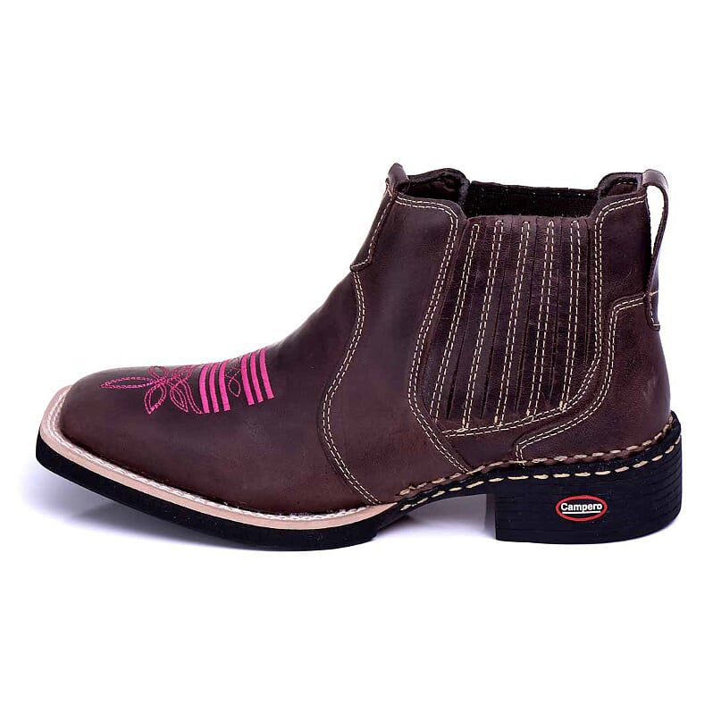 Kit Bota Feminina Country Bordada Rosa e Cinto Fivela Country Feminino