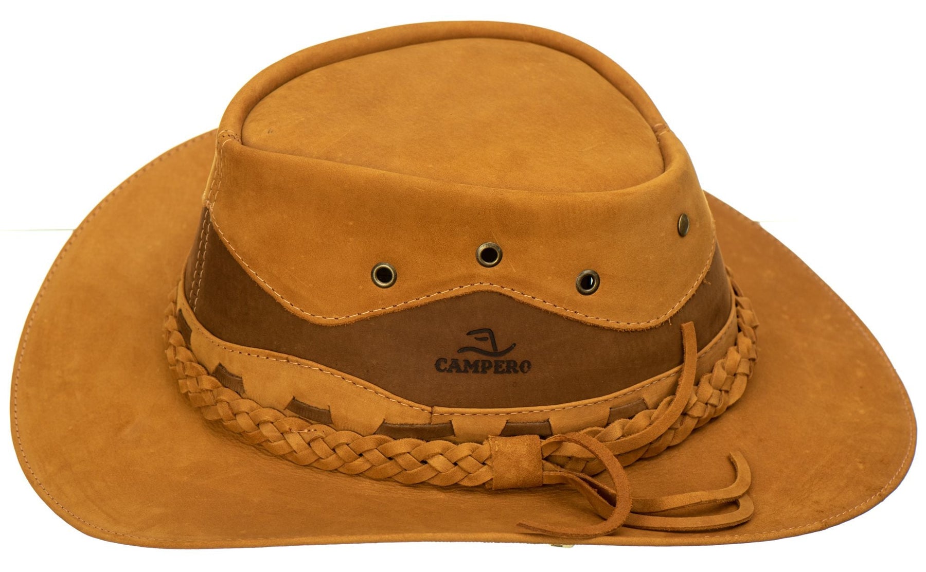 Chapéu Country Premium em Couro Nobuck, Detalhes Trançados, Estilo Autêntico Castor