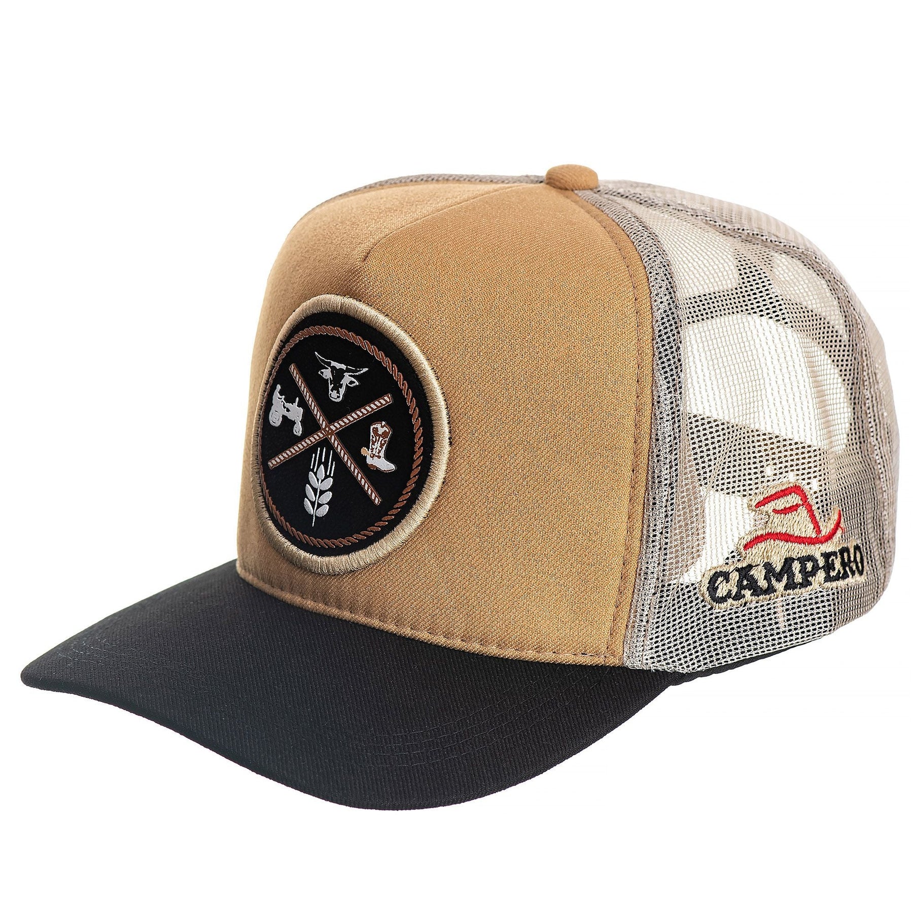 Kit Bota Masculina Couro Legítimo Campero Boné Agronomia Agro Ref 03