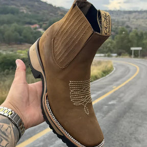 Botina Brave Texana Couro Premium Masculino + Chapéu, Cinto e Carteira