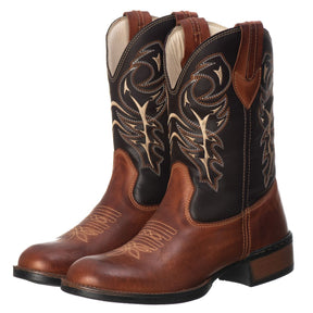 Bota Texana Masculina Campero Couro Legítimo Marrom Rodeio Cowboy Conforto Durabilidade