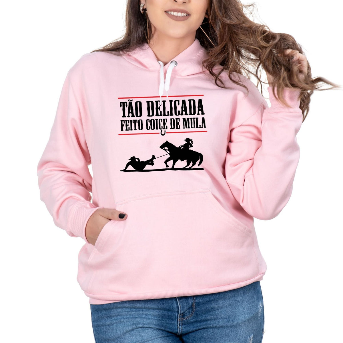 Kit Moletom Country Feminino Algodão + Boné Delicada Coice de Mula