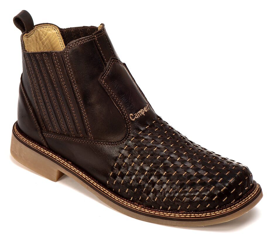 Botina Masculina Rodeio Couro Tricê Café - Estilo Country Premium Confortável