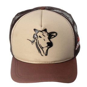 Kit Bota Texana Rodeio Marrom Masculina + Boné Nelore Bege/Marrom Estiloso