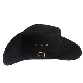 Chapéu Cowboy Americano Country Premium Couro Nobuk Preto, Estilo Autêntico e Versátil