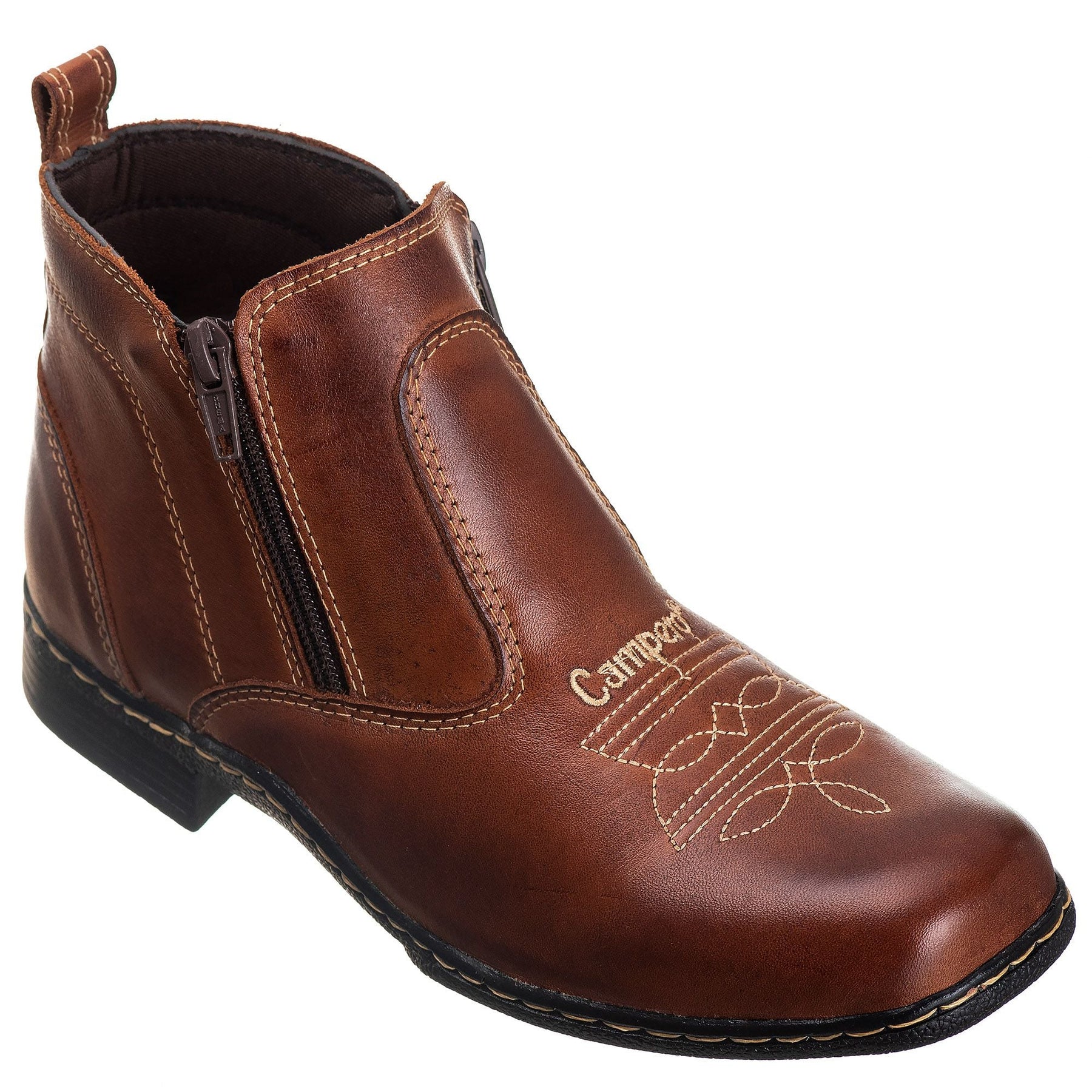 Kit Botina Masculina Couro Marrom + Chinelo Dedo: Estilo, Conforto Duradouro