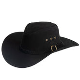 Chapéu Cowboy Americano Country Premium Couro Nobuk Preto, Estilo Autêntico e Versátil