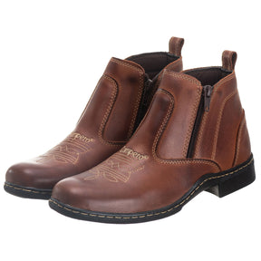 Kit Botina Masculina Couro Legítimo Pinhão Conforto + Boné Agronomia Agro Estiloso