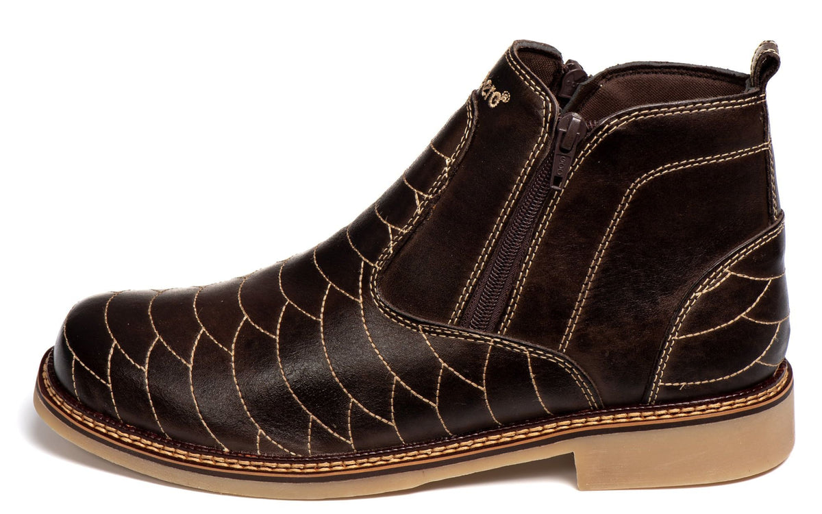 Botina Masculina Rodeio Campero Couro Latego Café Conforto Durabilidade Estilo Country