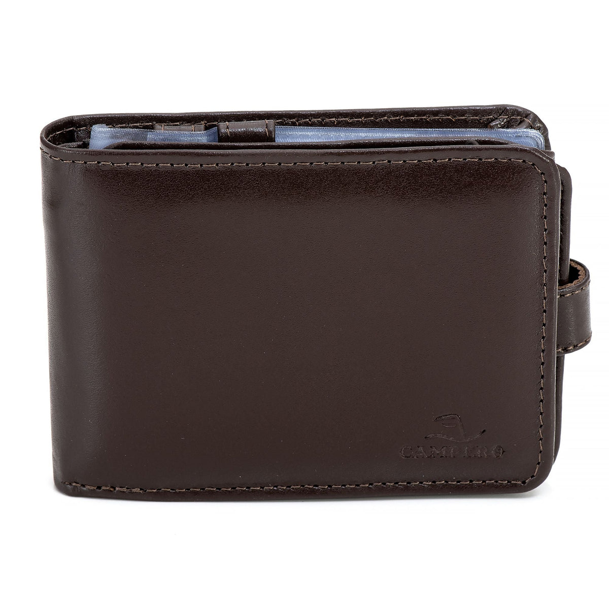 Carteira Masculina Couro Marrom Campero: Compacta, Elegante, Porta Notas, Cartões e Documentos
