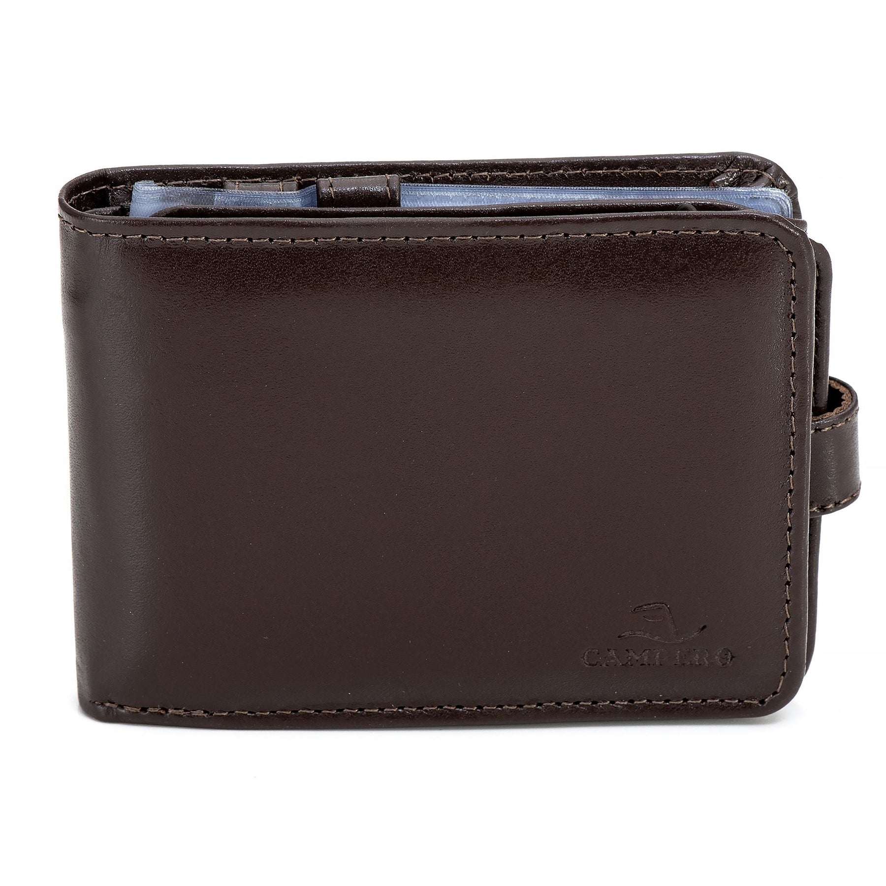 Carteira Masculina Couro Marrom Campero: Compacta, Elegante, Porta Notas, Cartões e Documentos