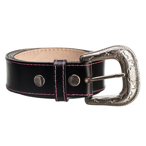 Kit Bota Feminina Country Bordada Rosa e Cinto Fivela Country Feminino