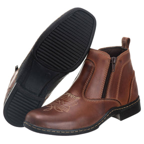 Kit Botina Masculina Couro Marrom + Chinelo Dedo: Estilo, Conforto Duradouro