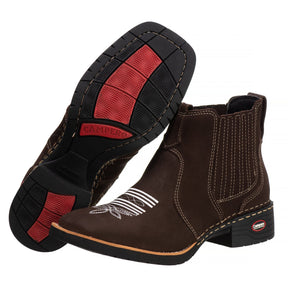 Kit Bota Feminina Pantaneira Branca Bordada Couro Legítimo + Cinto Nossa Senhora Country