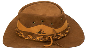 Chapéu Cowboy Country de Couro com Trança Nobuk Terra/Castor