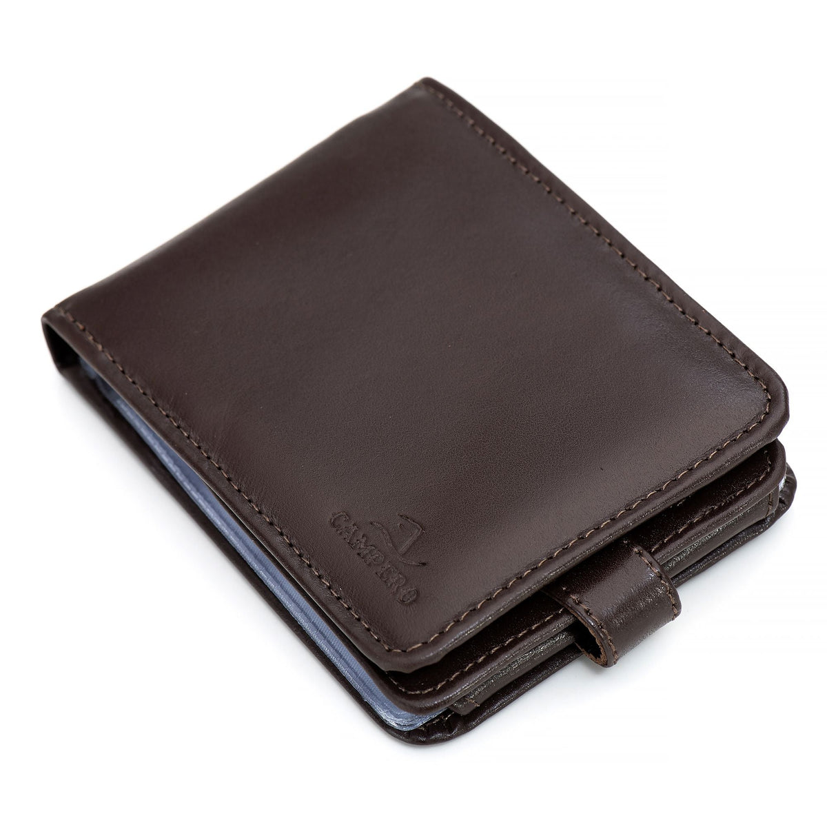 Carteira Masculina Couro Marrom Campero: Compacta, Elegante, Porta Notas, Cartões e Documentos