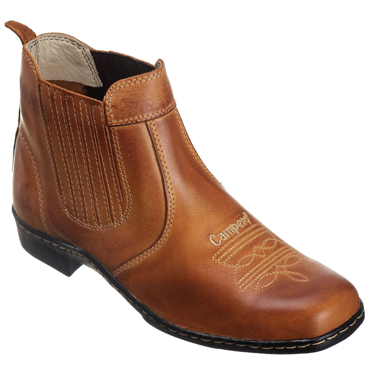 Botina Masculina Campero Couro Legítimo Whisky Elástico Conforto Campo Trabalho