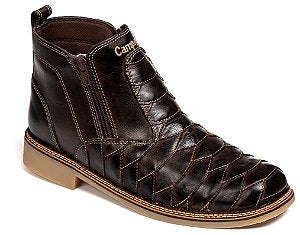 Botina Masculina Rodeio Couro Tricê Café - Estilo Country Premium Confortável