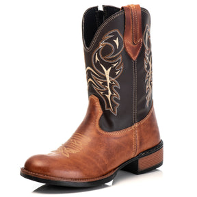 Bota Texana Masculina Campero Marrom Cano Longo Zíper Rodeio Cowboy