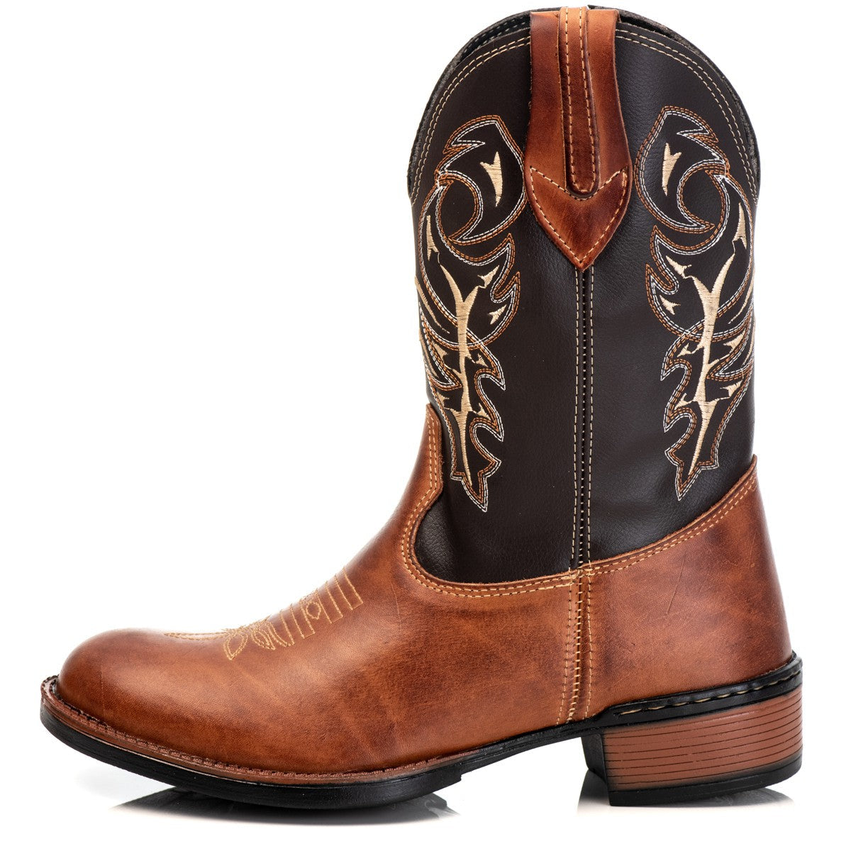 Bota Texana Masculina Campero Marrom Cano Longo Zíper Rodeio Cowboy